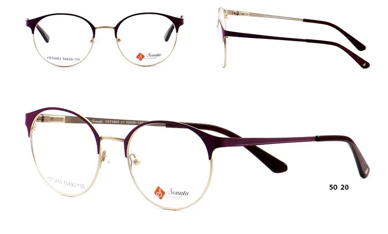 Ramă de ochelari YST 0663 c1 Sonata, metalică, auriu-violet