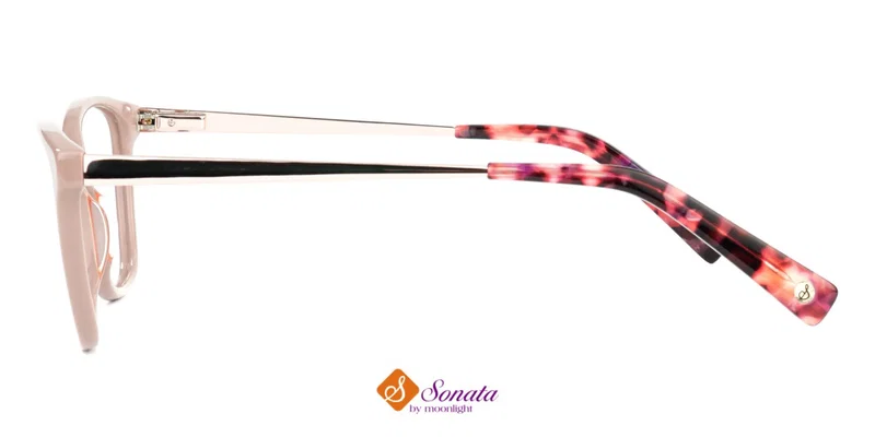 Detaliu ramă ochelari damă MST 2605 c1 Sonata, combinație bej-auriu