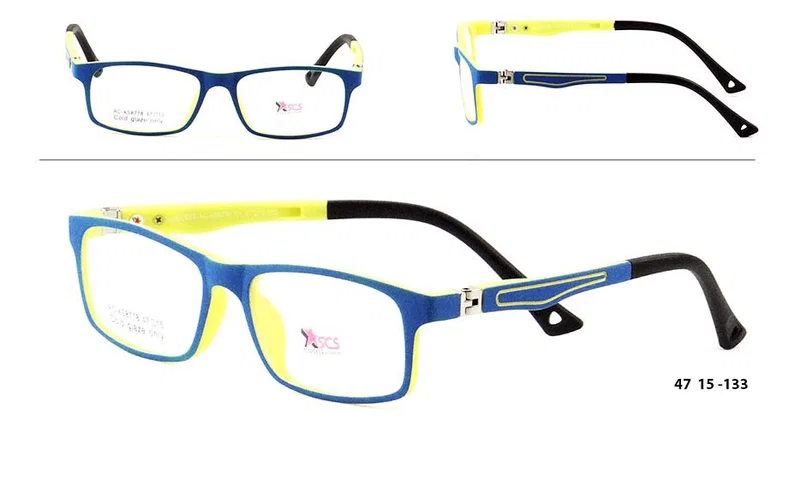 Rama de ochelari pentru copii AC XS 8778 c1 Success, bleumarin și galben, vedere frontală