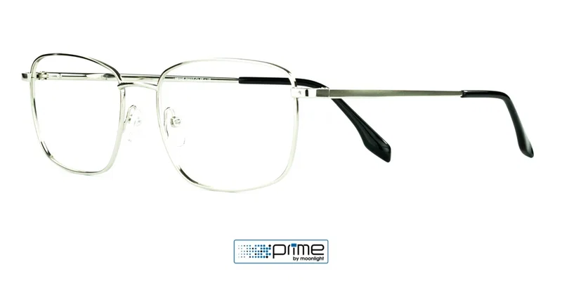 Ramă de ochelari P 0037 c1 Prime neagră și argintie, vedere frontală
