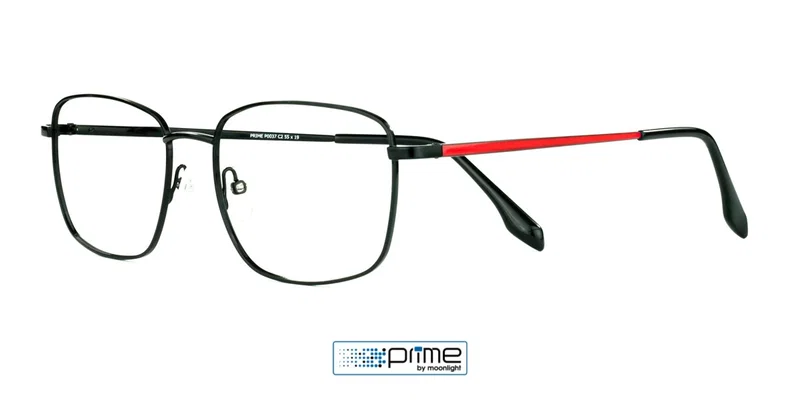 Ramă de ochelari P 0037 c2 Prime, vedere frontală, negru și roșu