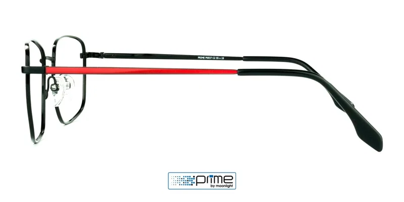 Detaliu ramă de ochelari P 0037 c2 Prime, combinație negru și roșu