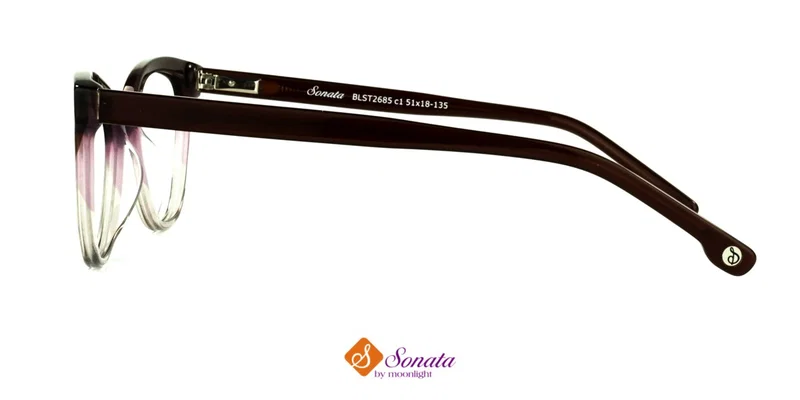 Detaliu rame ochelari BLST 2685 c1 Sonata în culori maro și violet