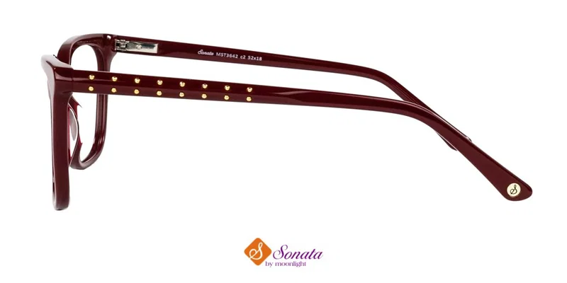 Detaliu ramă ochelari MST 3642 c2 Sonata, claret și auriu