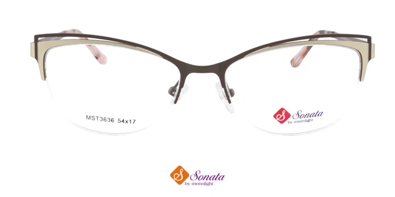 BIST 3636 c2 Sonata, ramă semiramă metalică pentru femei, combinație maro și auriu