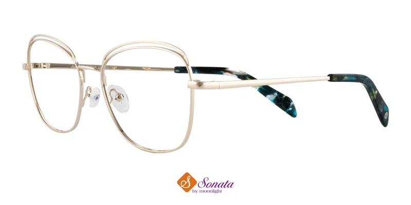 Rame de ochelari BIST 3643 c2 Sonata, metalice, auriu și verde, vedere frontală