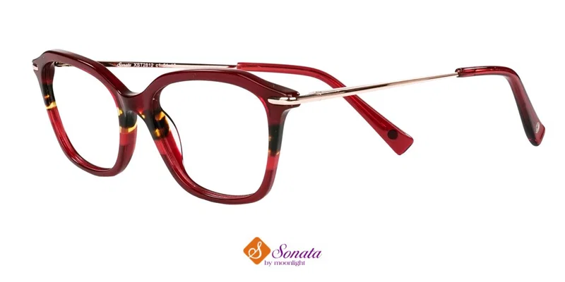 Rame de ochelari XST 2812 c1 Sonata, culoare claret și auriu, vedere frontală
