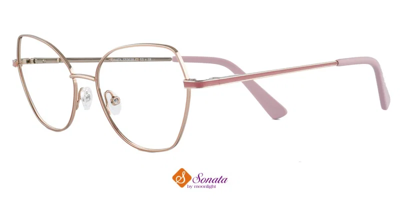 Ramă de ochelari ST 0038 c1 Sonata pentru femei, auriu și roz, vedere frontală