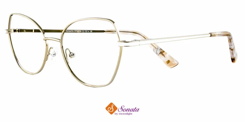 Ramă de ochelari pentru femei ST 0038 c2 Sonata, auriu și alb, vedere frontală