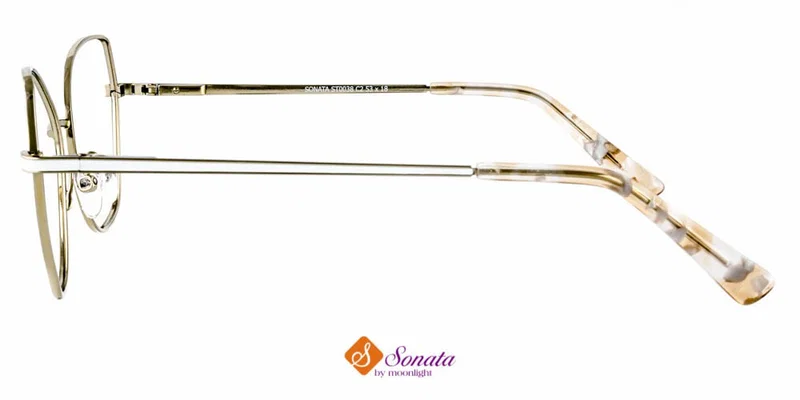 Detaliu ramă de ochelari ST 0038 c2 Sonata în culorile auriu și alb