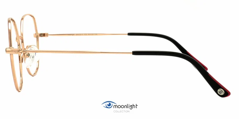 Detaliu ramă ochelari BIM 3513 c3 Moonlight în culorile auriu și roșu