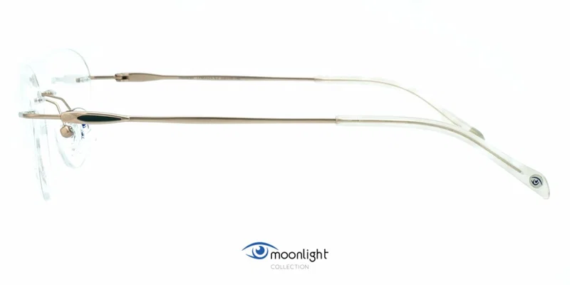 Detaliu ramă de ochelari Moonlight TYM 3525 c2, culori auriu și verde