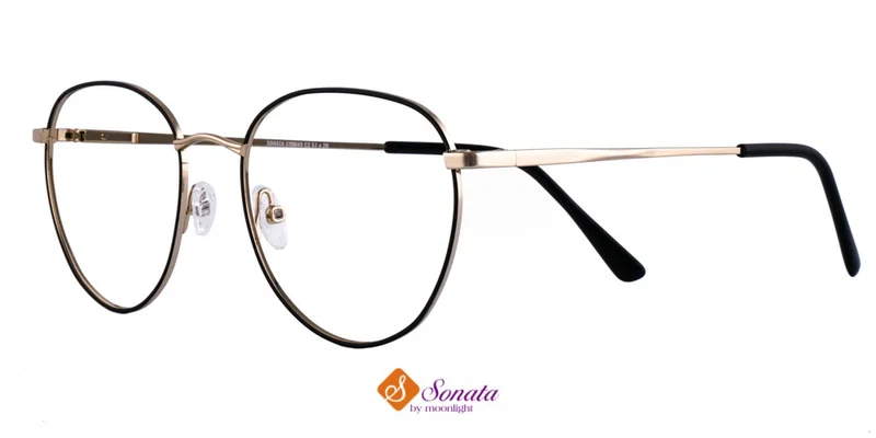Ramă de ochelari ST 0049 c2 Sonata, metal, negru și auriu