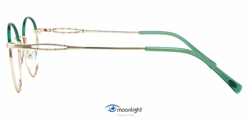 Detaliu ramă de ochelari TYM 3535 c2 Moonlight, finisaj auriu și verde
