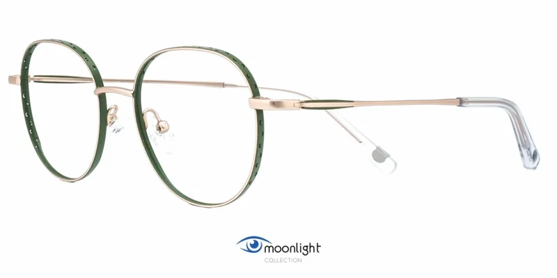 Ramă de ochelari BIM 3537 c2 Moonlight din titan, auriu și verde, vedere frontală