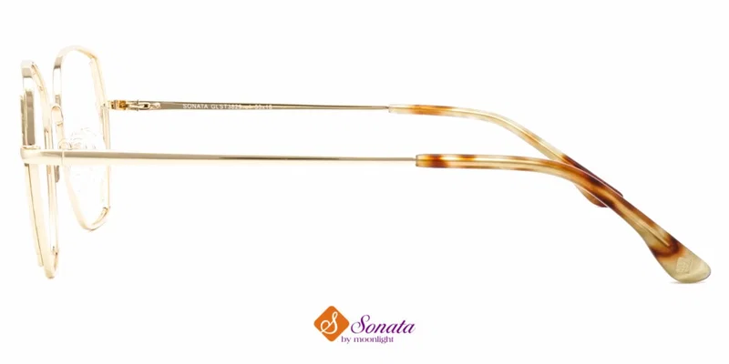 Detaliu ramă ochelari GST 3829 c1 Sonata în nuanțe beige și gold