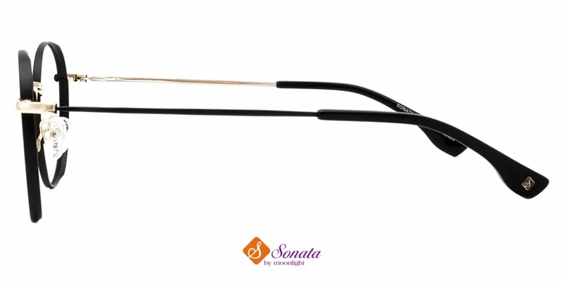 Detaliu ramă de ochelari GLST 3833 c1 Sonata, montură neagră și aurie