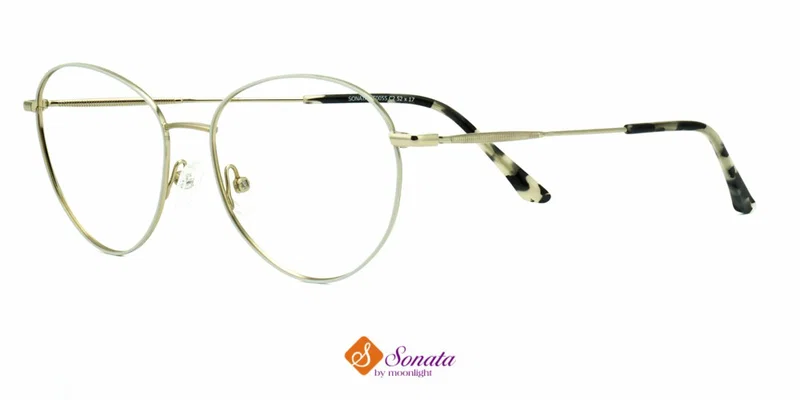 Ramă de ochelari pentru femei ST 0055 c2 Sonata, metal auriu și alb, vedere frontală