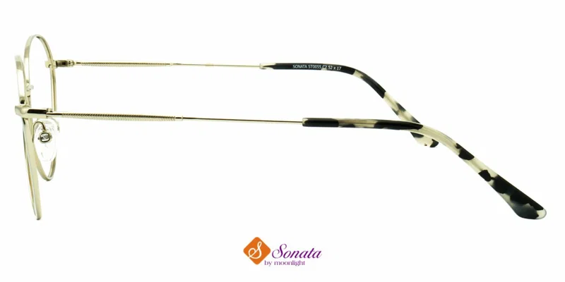 Detaliu ramă de ochelari damă ST 0055 c2 Sonata, în culori auriu și alb