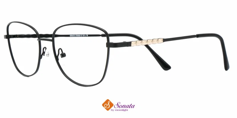 Ramă de ochelari ST 0068 c1 Sonata pentru femei, negru și auriu, vedere frontală