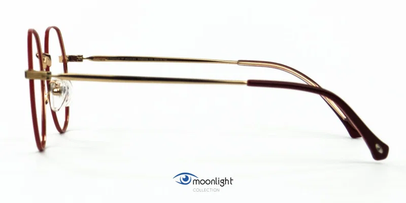 Detaliu rame de ochelari DIM 0336 c2 Moonlight, combinație auriu și roșu