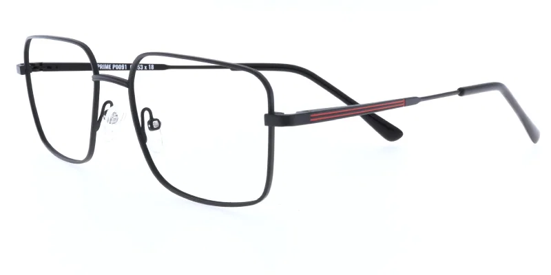 Ramă de ochelari P 0091 c3 Prime pentru bărbați, metalică, negru-roșu, vedere frontală