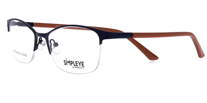 Ochelari MGSM 4223 c3 Simpleye cu rame metalice half rim, negru și maro