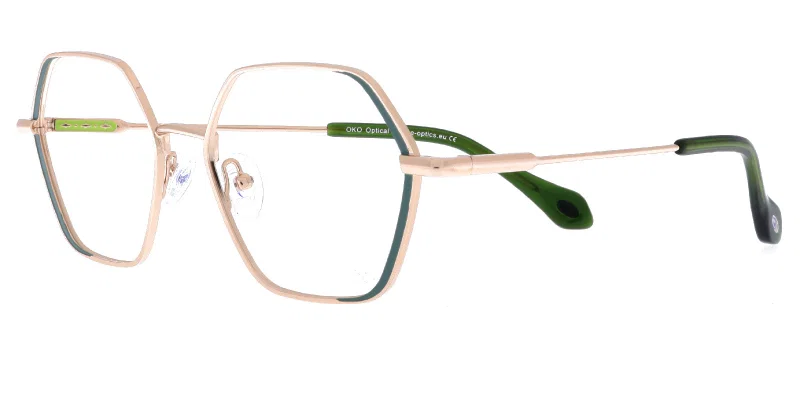 Ramă de ochelari Moonlight YM 4811 c2 pentru femei, metal, auriu și verde