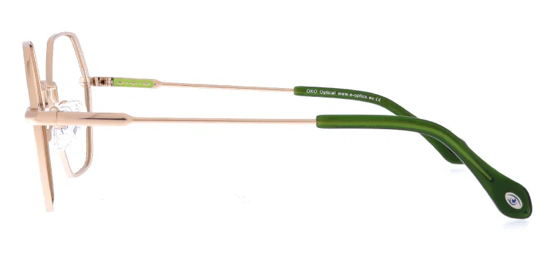 Detaliu ramă metalică Moonlight YM 4811 c2, culori auriu-verde