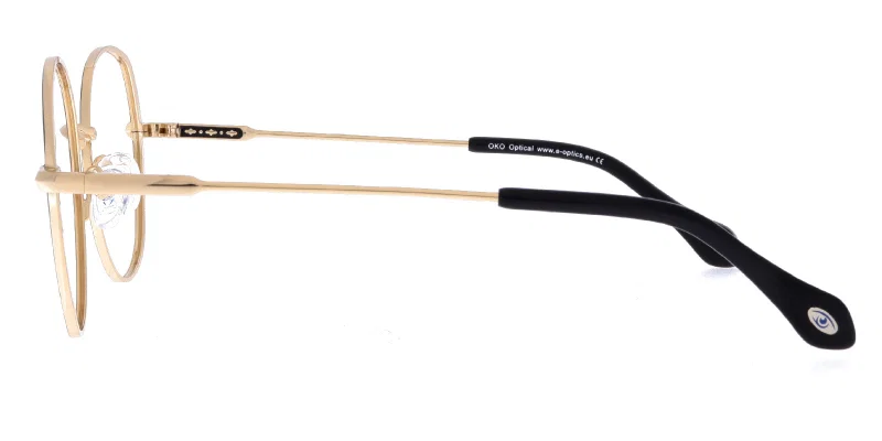 Detaliu ramă de ochelari Moonlight YM 4812 c1, culoare negru și auriu