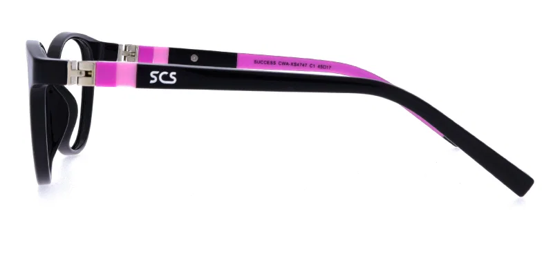 Detaliu ramă de ochelari copii CWA XS 4747 c1 Success, culori negru și violet