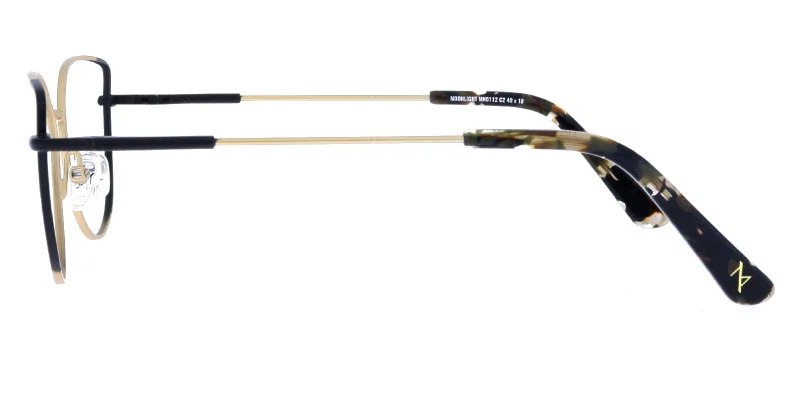 Detaliu ramă de ochelari MN 0112 c2 Moonlight, combinație negru-auriu