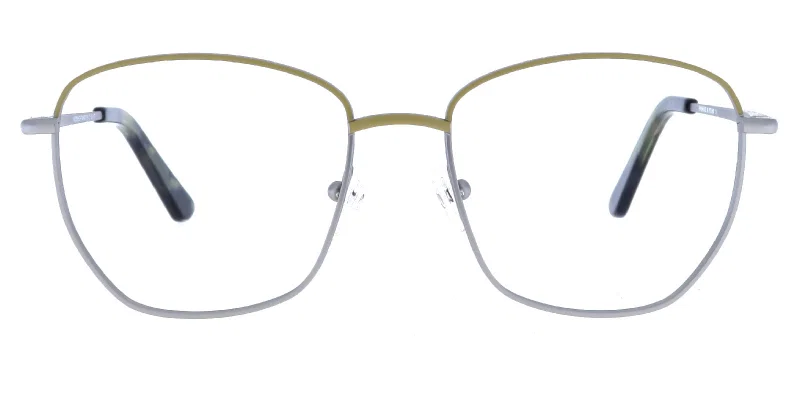 MN 0115 c1 Moonlight, ramă metalică full rim în nuanțe de verde și argintiu, vedere laterală