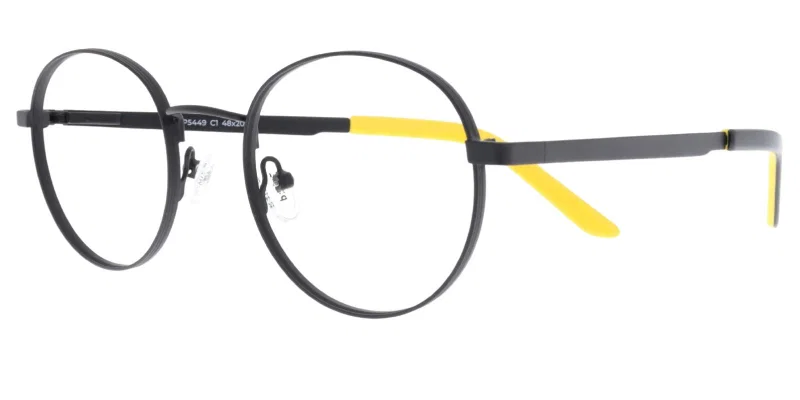 Rama de ochelari MP 5449 c1 Prime, metalică, neagră cu galben, vedere frontală