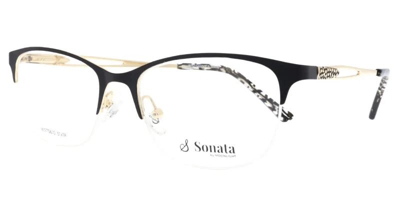 Ramă de ochelari BIST 5610 c3 Sonata, metalică, negru și auriu