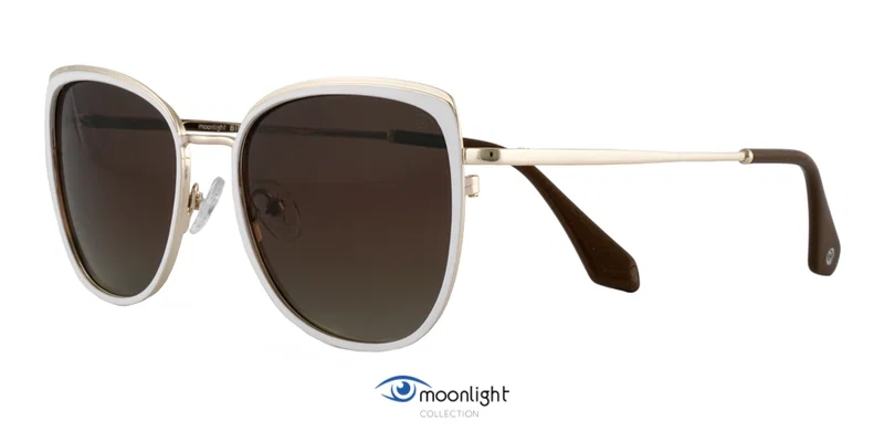 Ochelari de soare BIM 3256 c1 Moonlight cu ramă metalică aurie și albă