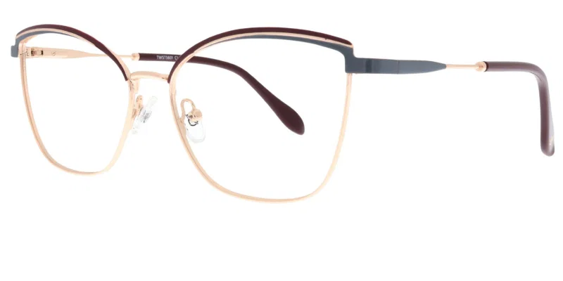 Ramă de ochelari TWST 5601 c1 Sonata pentru femei, metal, bordo, auriu și gri
