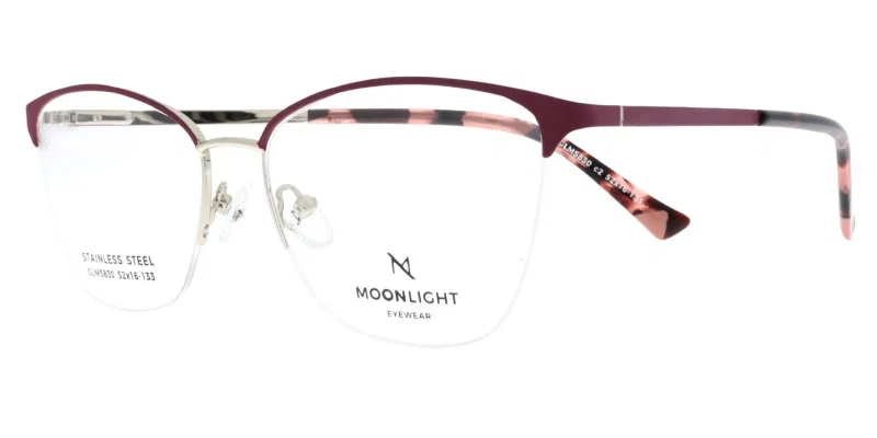 Ramă de ochelari GLM 5830 c2 Moonlight bordo și argintiu, vedere frontală