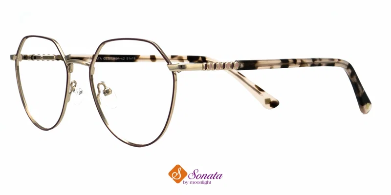 Ramă GLST 3691 c2 Sonata pentru femei, metalică, auriu și rose