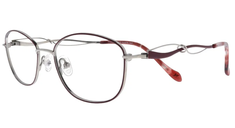 Ramă de ochelari pentru femei TYM 5827 c3 Moonlight, claret și argintiu, vedere frontală