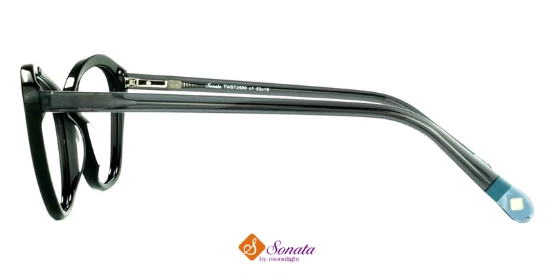 Detaliu ramă de ochelari TWST 2689 c1 Sonata – negru și albastru
