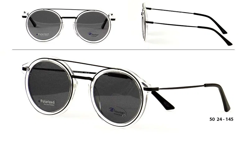 Ochelari de soare bărbătești RM 9909 c3 Moonlight, ramă neagră și transparentă