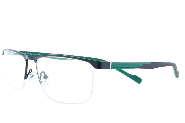 Ramă de ochelari TWP 5471 c3 Prime metalică, semi-ramă, negru și verde