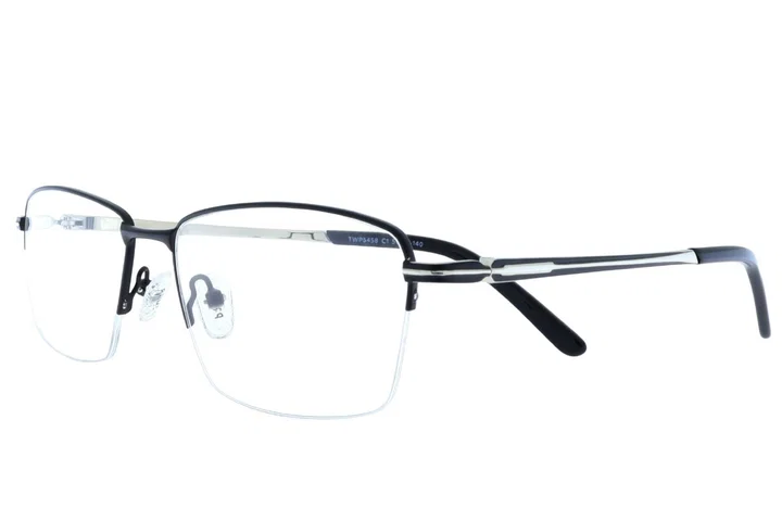 Ramă de ochelari TWP 5458 c1 Prime metalică, semijantă, negru și argintiu