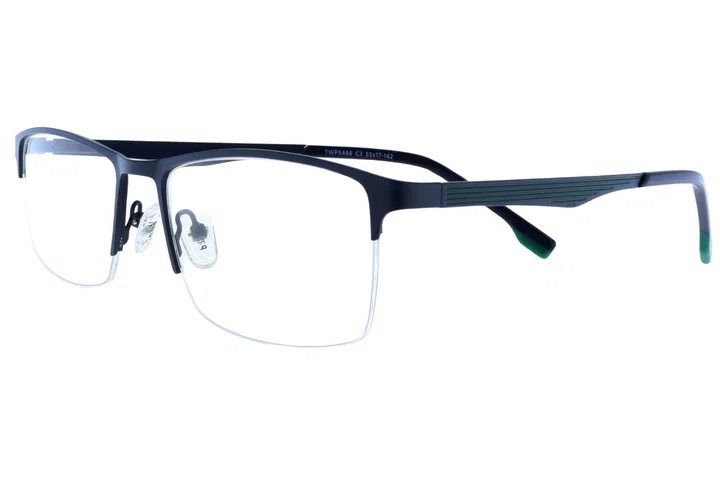 Ramă de ochelari pentru bărbați TWP 5468 c3 Prime, design half-rim, verde și albastru marin