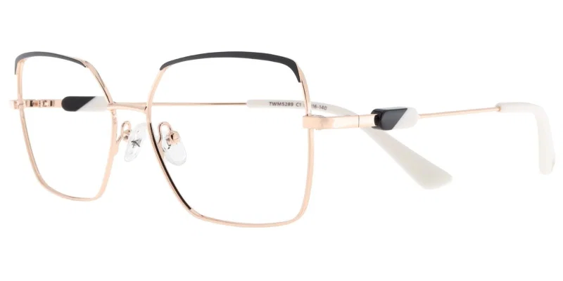 Ramă de ochelari TWM 5289 c1 Moonlight, metalică, alb negru și auriu