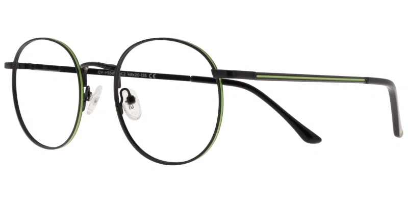 Ochelari pentru copii GY YS 5893 c2 Success, ramă metalică neagră și verde, vedere frontală