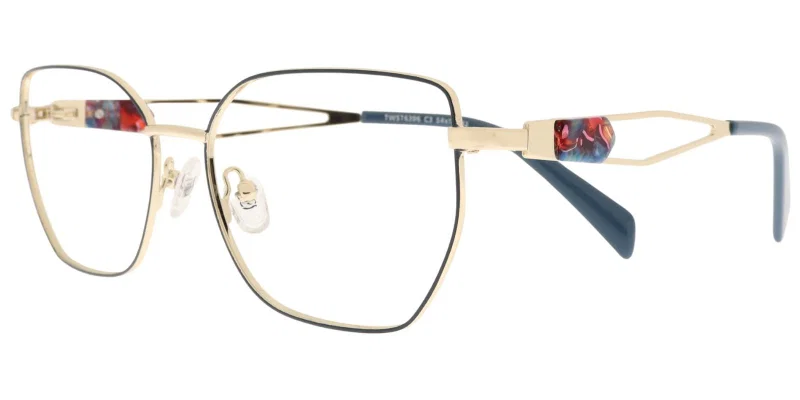 Ramă de ochelari TWST 6396 c3 Sonata, metal, auriu bleumarin și roșu