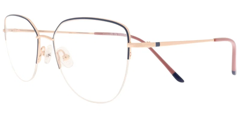 Ramă de ochelari pentru femei TYM 6076 c2 Moonlight, semi-ramă din titan, auriu, bleumarin și roz