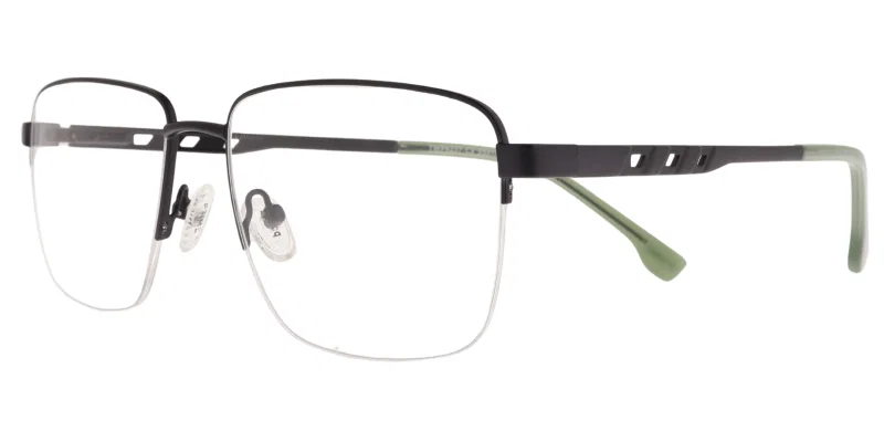 Ramă de ochelari TWP 6237 c3 Prime, metalică, negru și verde, vedere frontală